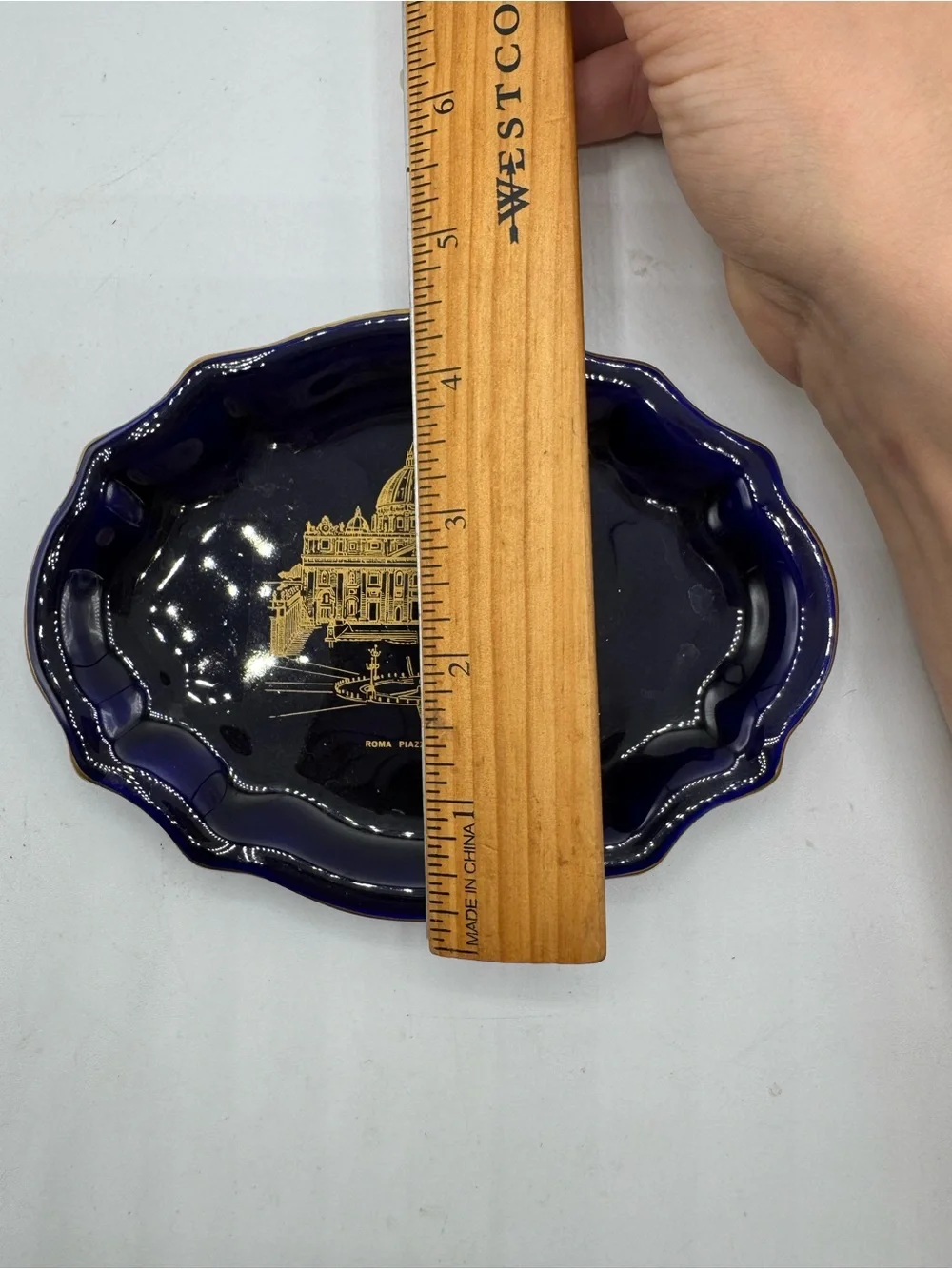 Dark Blue Porcelain Trinket Dish/Catchall Tray Piazza San Pietro